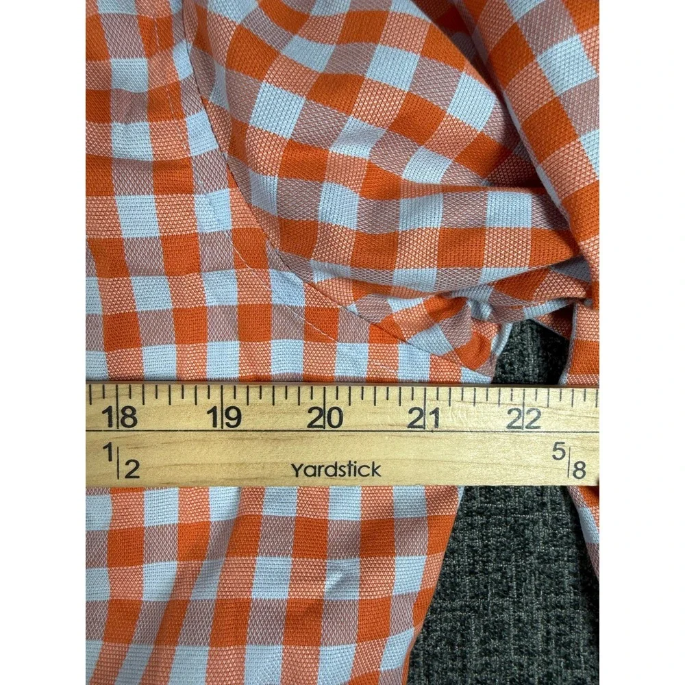 Banana Republic Mens Orange Gingham Non-Iron Slim Fit Button Down Shirt Medium